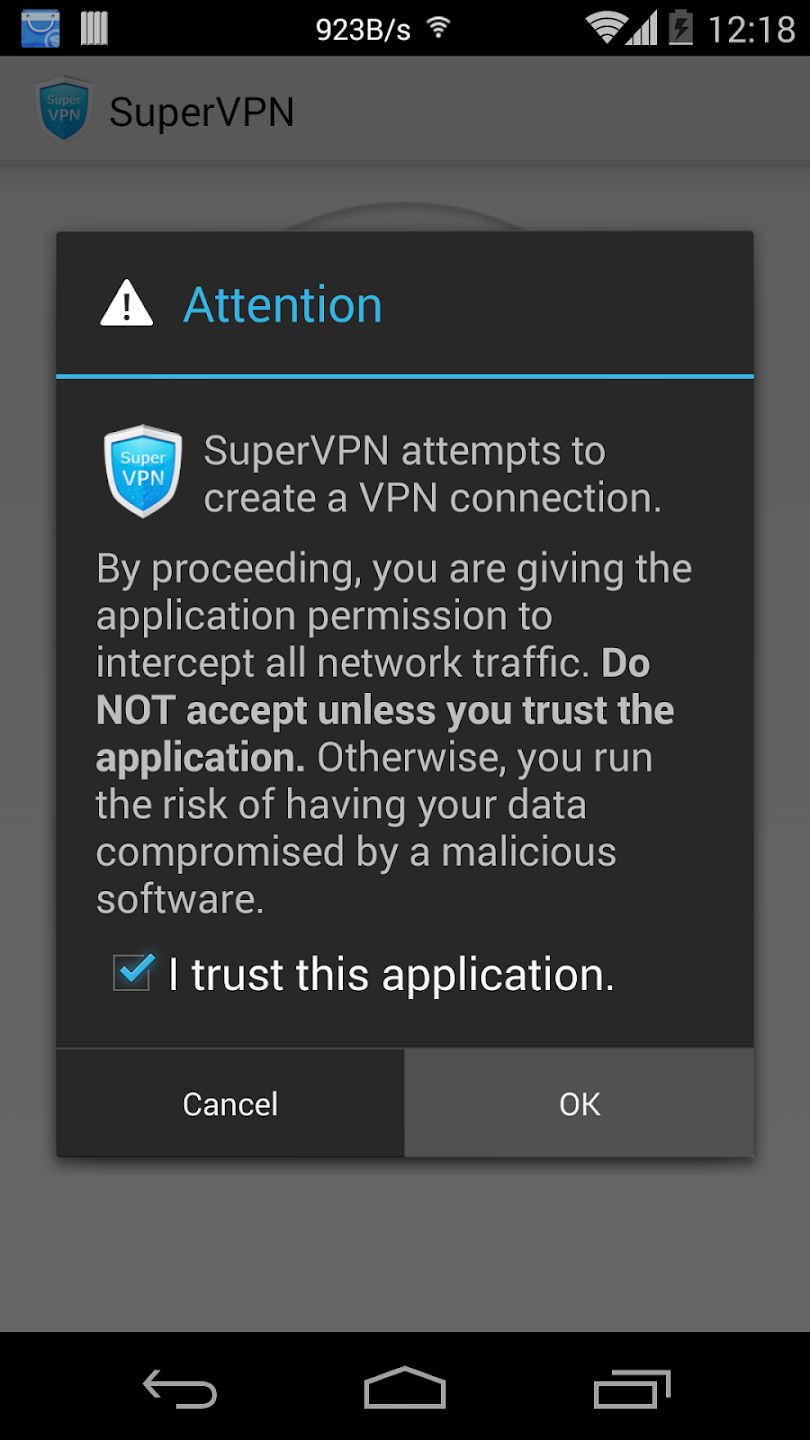 SuperVPN screenshot