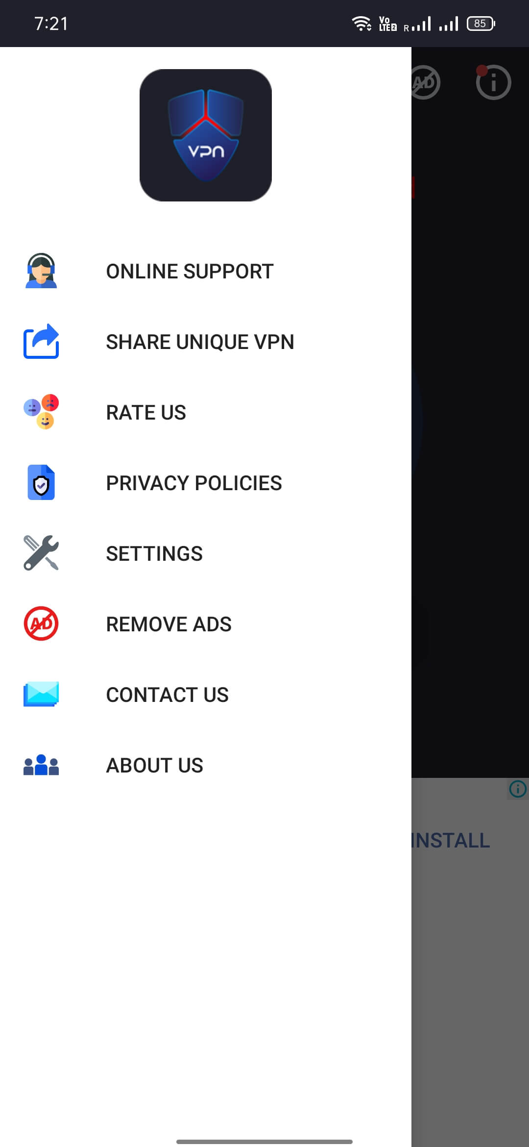Unique VPN screenshot