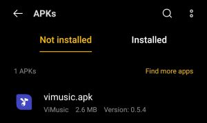 locate ViMusic APK for installation
