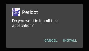 tap Install and start installing Peridot