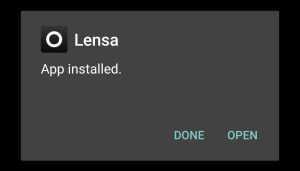 Lensa successfully installed on your device.