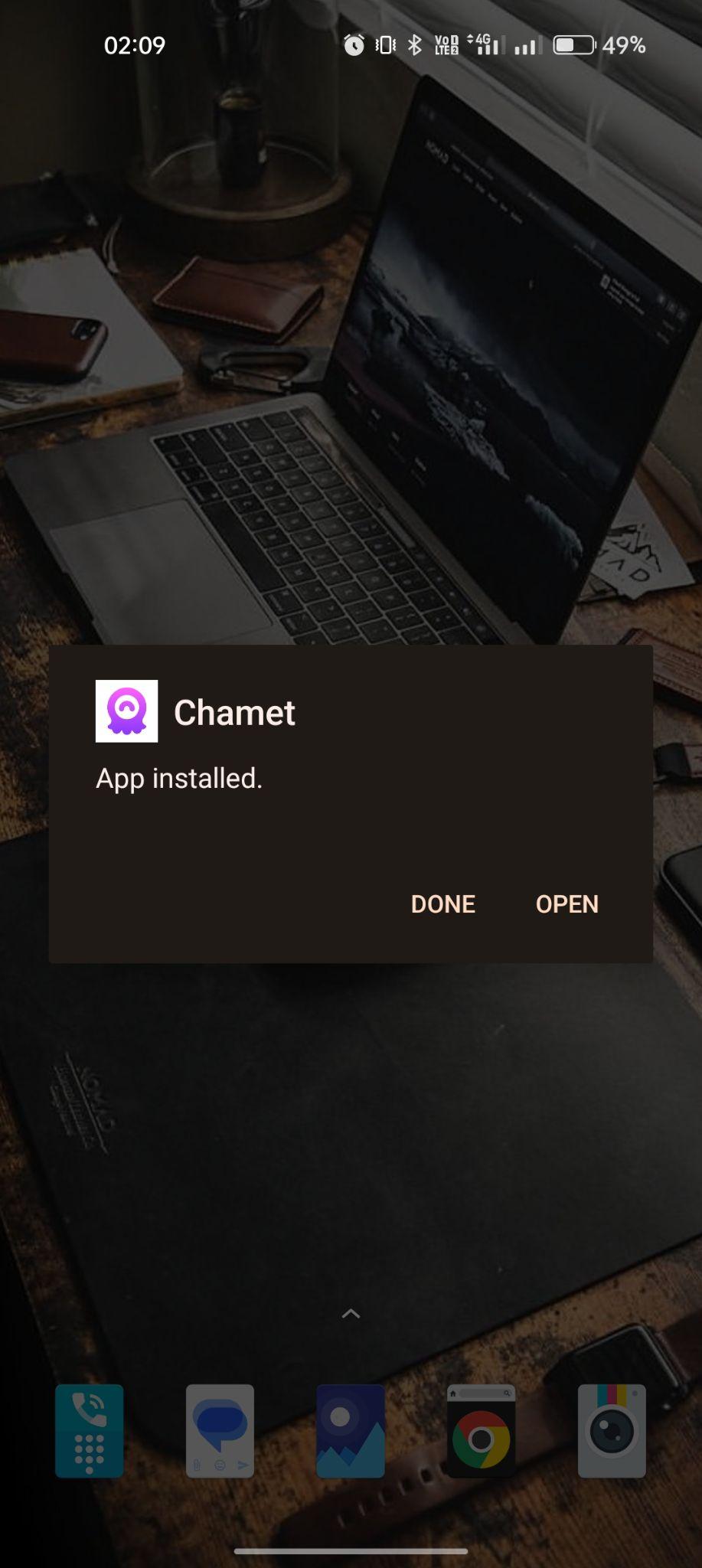 Chamet apk installed