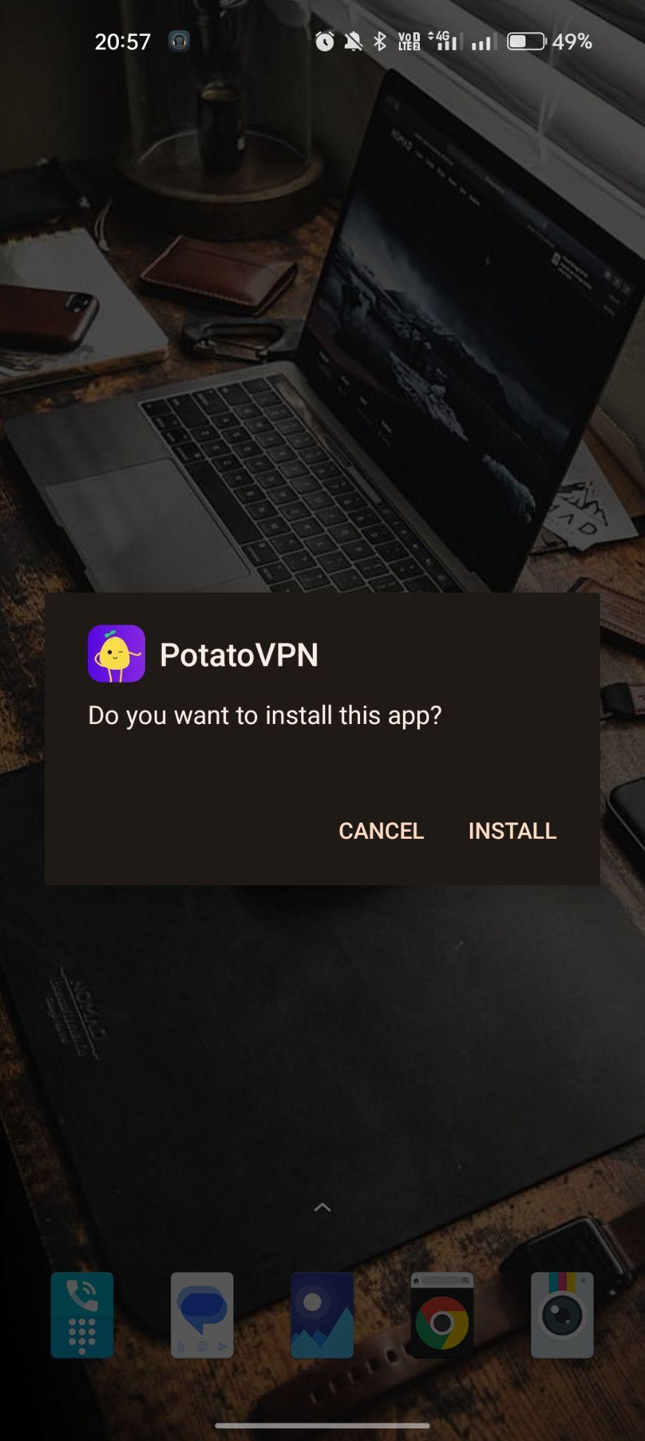 click on install