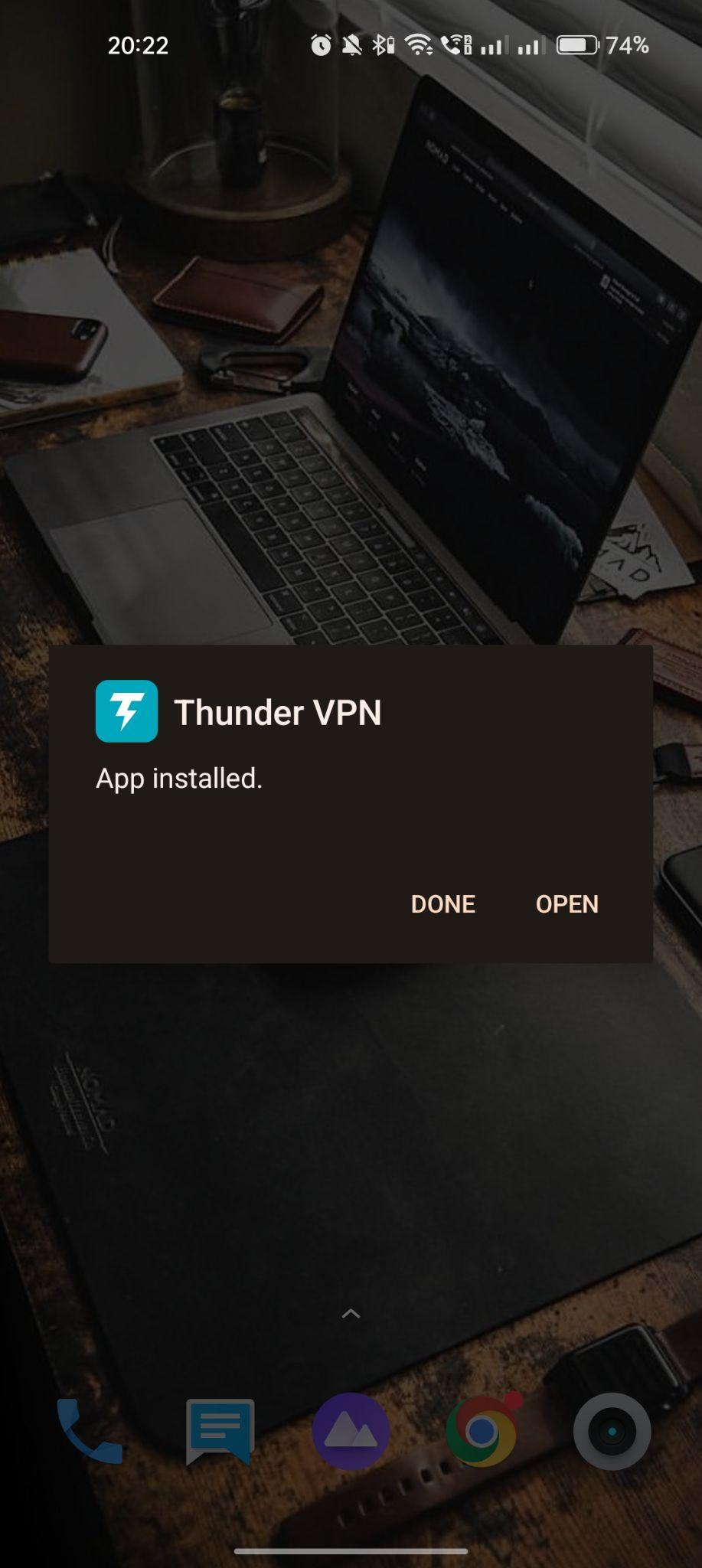 Thunder VPN apk installed