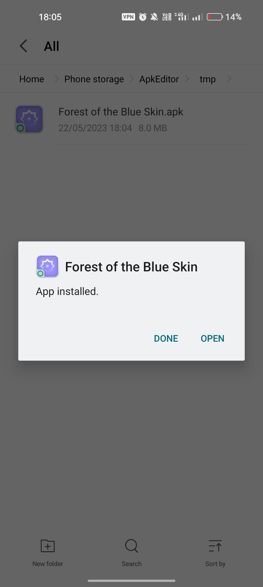 Forest of the Blue Skin apk installed