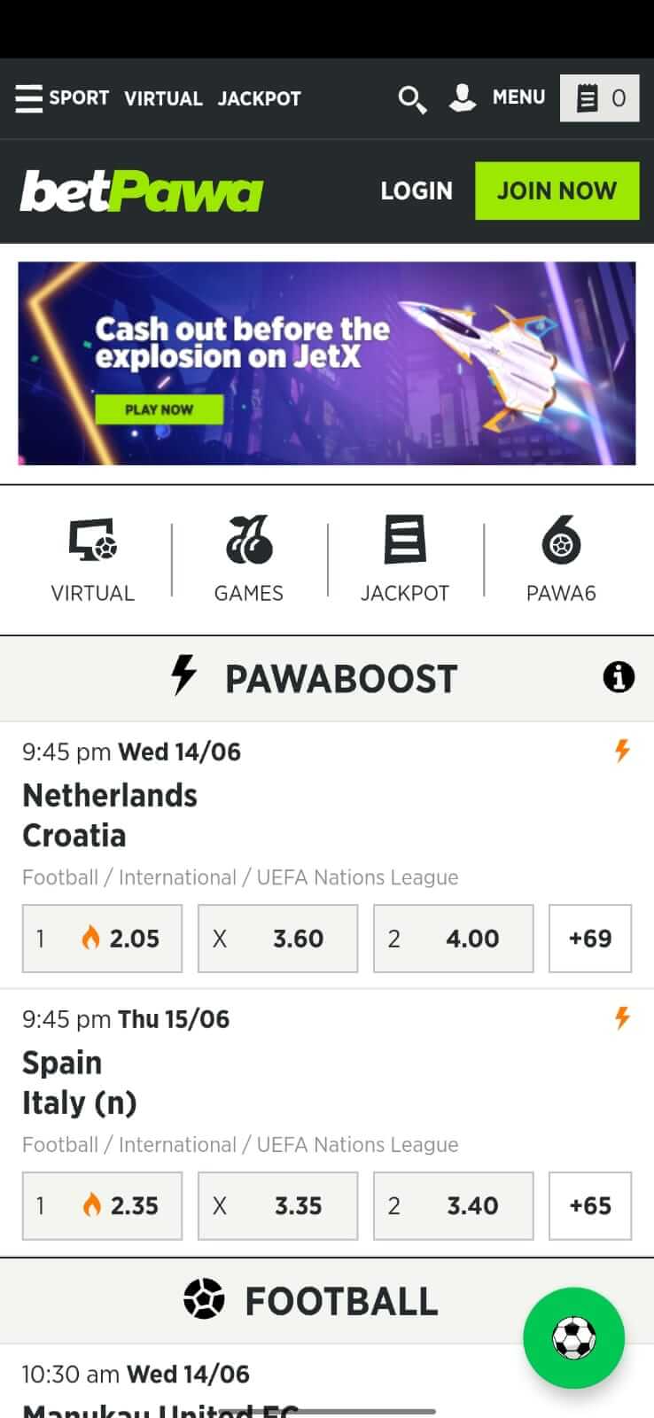Betpawa screenshot