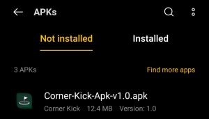 locate Corner Kick APK for installation
