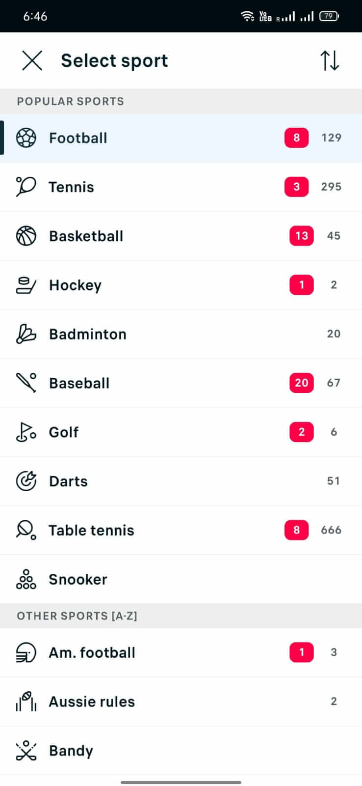 FlashScore screenshot