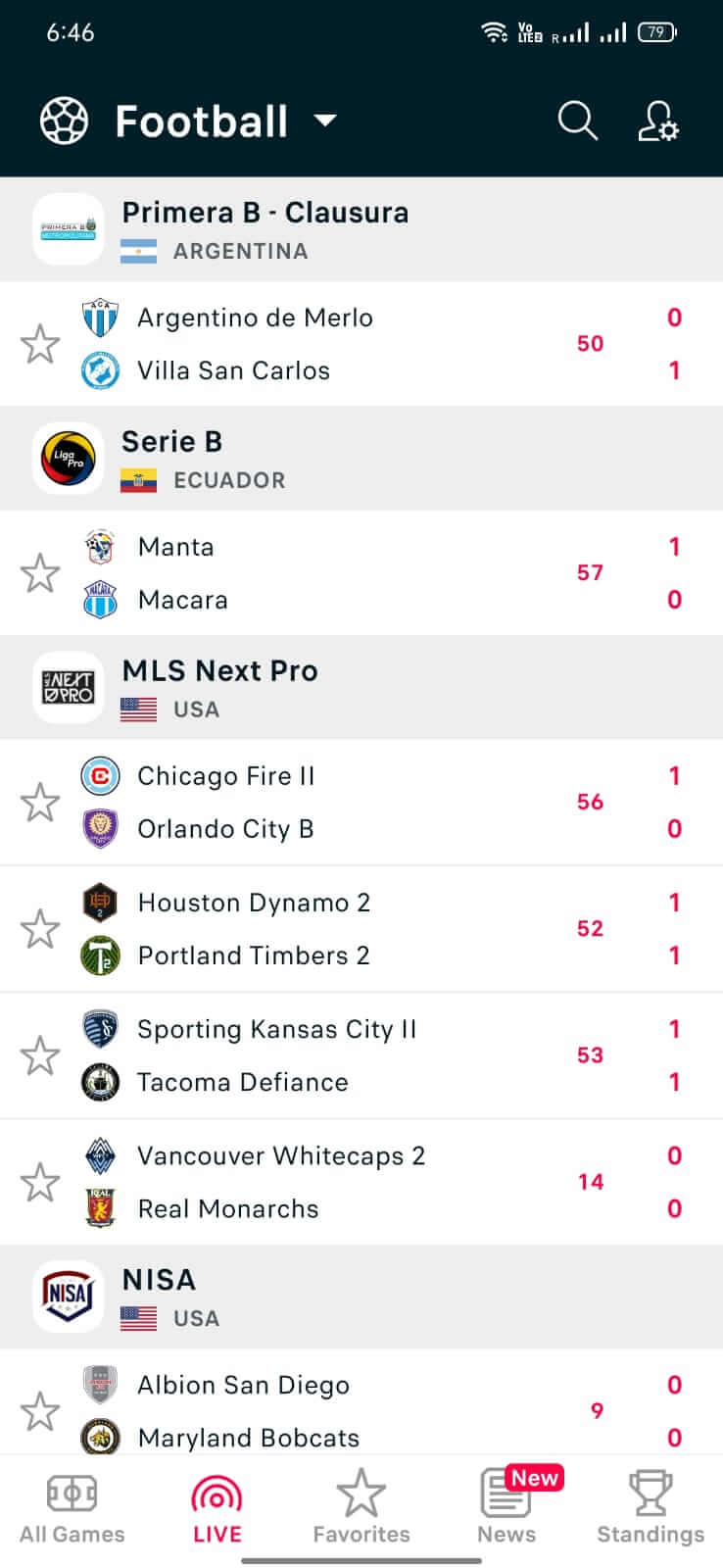 FlashScore screenshot