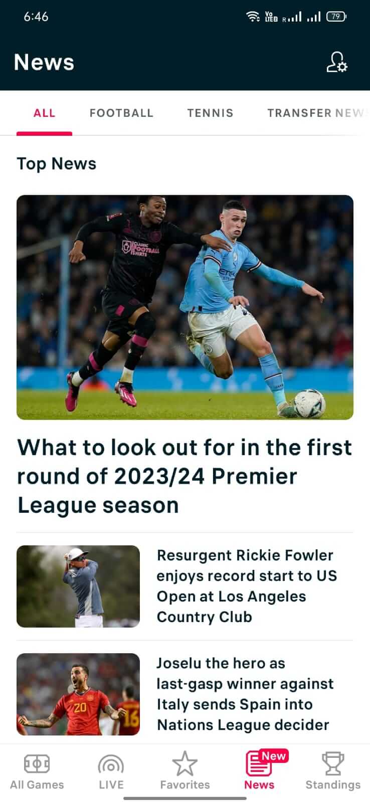 FlashScore screenshot