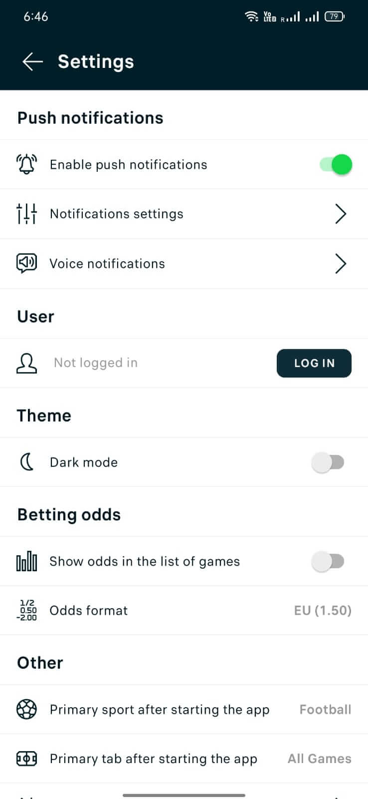 FlashScore screenshot