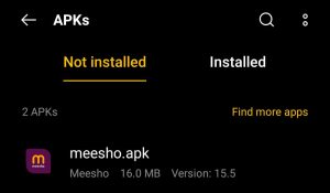 locate Meesho Apk for installation
