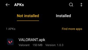 locate VALORANT Mobile APK for installation