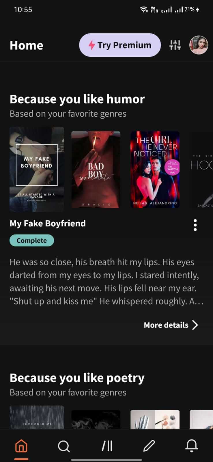 Wattpad screenshot