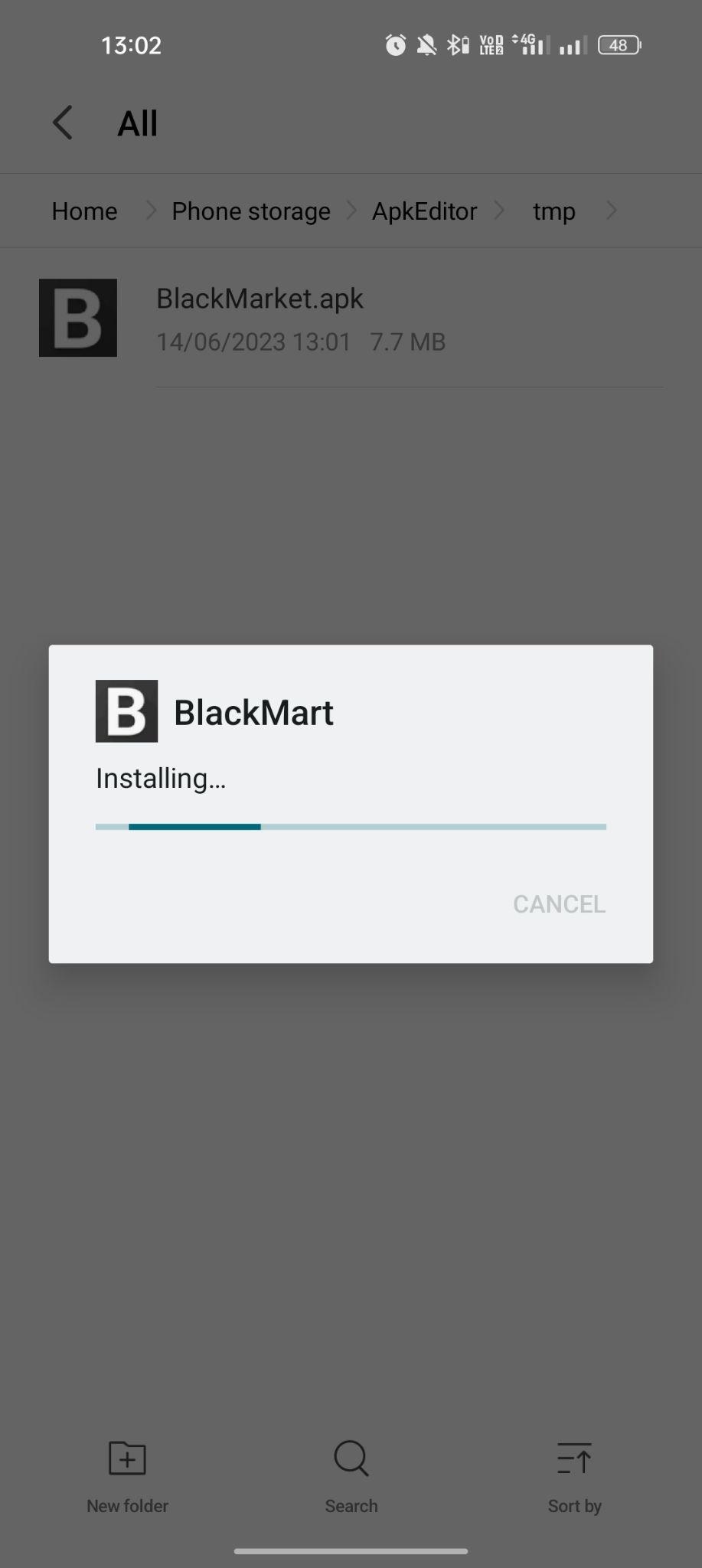 Blackmarket apk installing