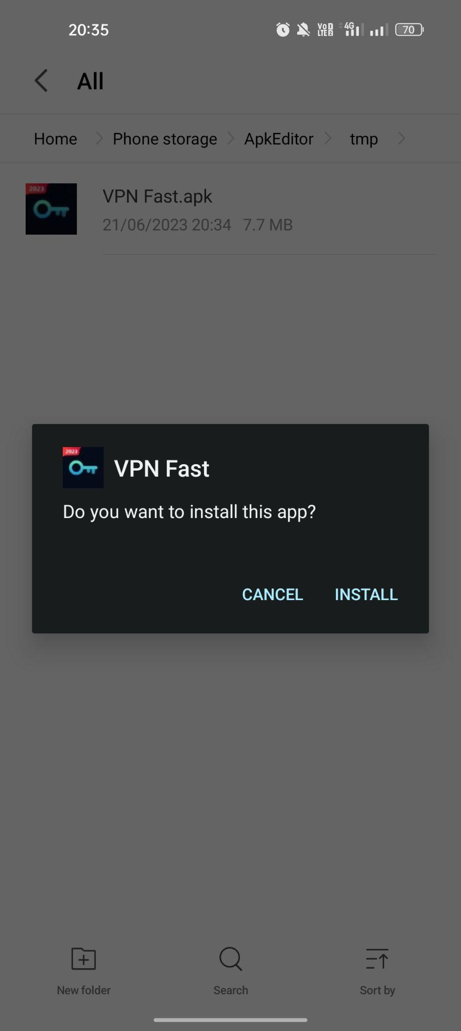 click on install