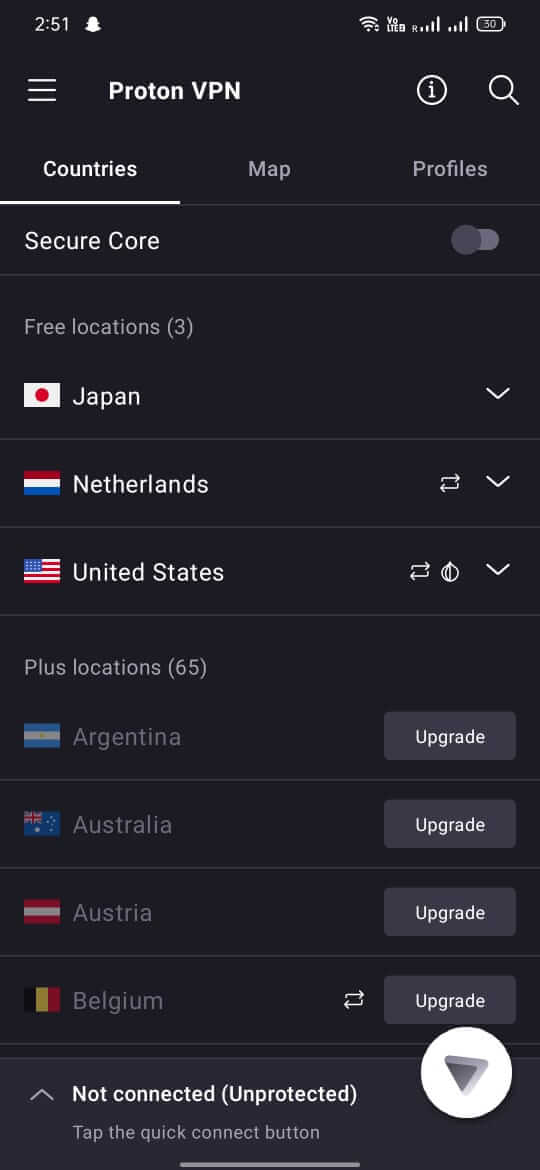 ProtonVPN screenshot