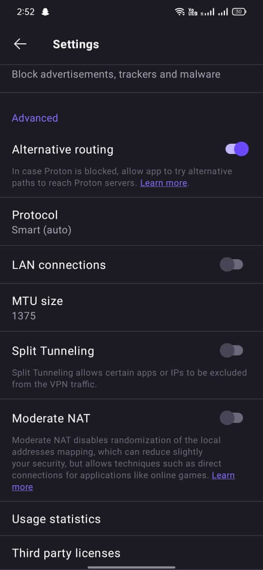 ProtonVPN screenshot