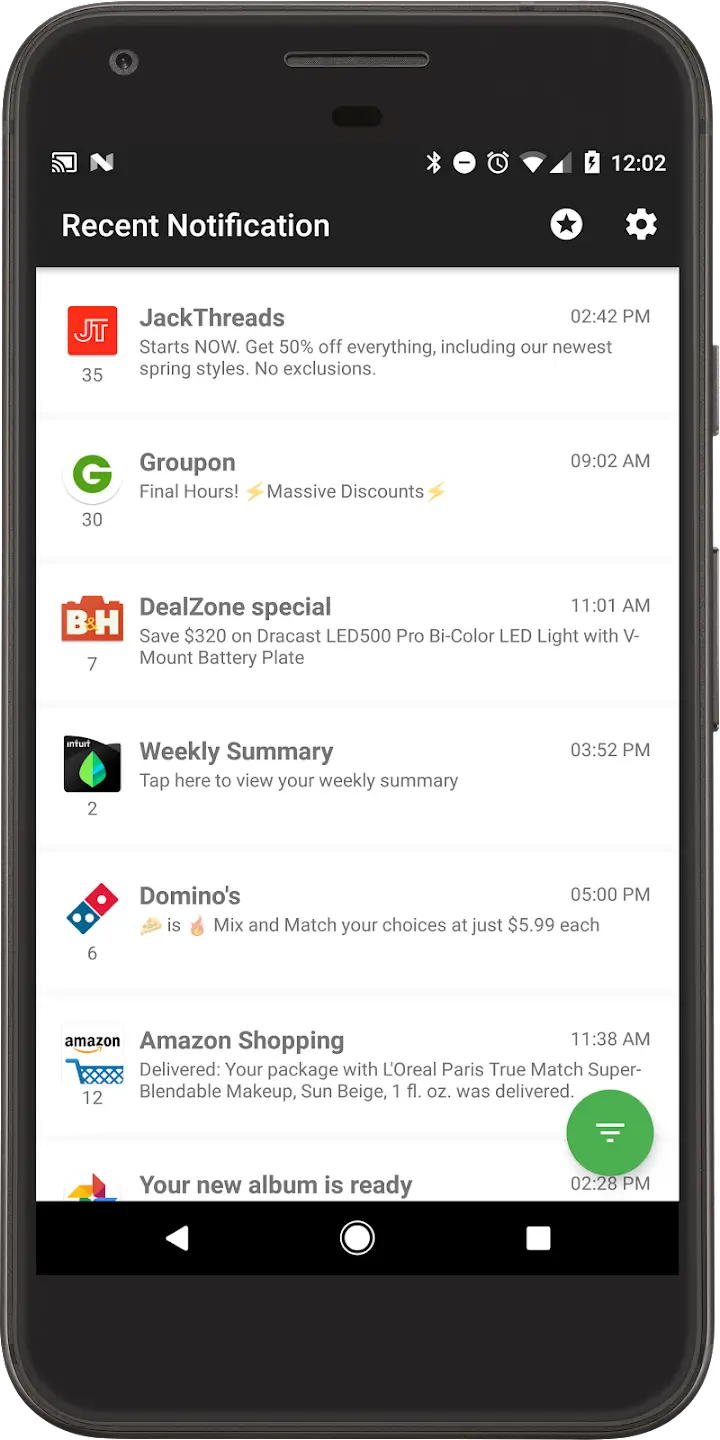 Recent Notifications screenshot