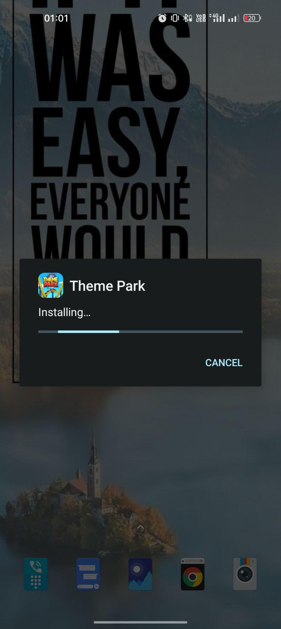 Idle Theme Park Tycoon apk installing