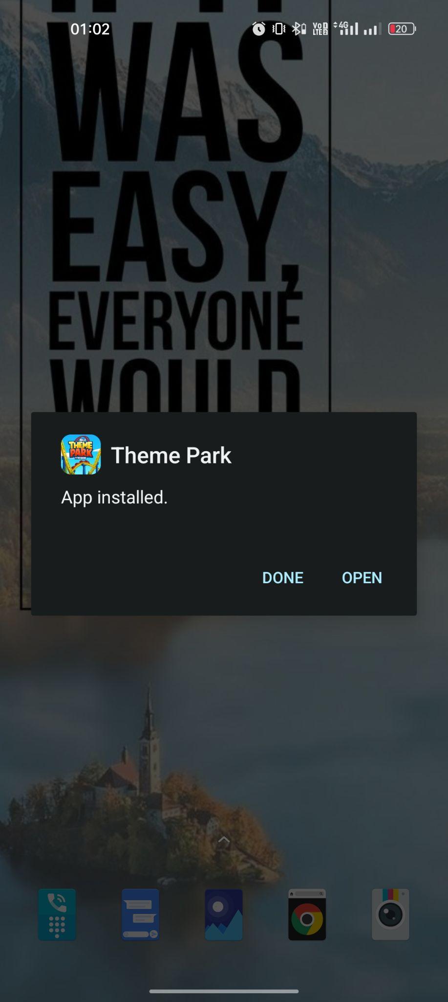 Idle Theme Park Tycoon apk installed
