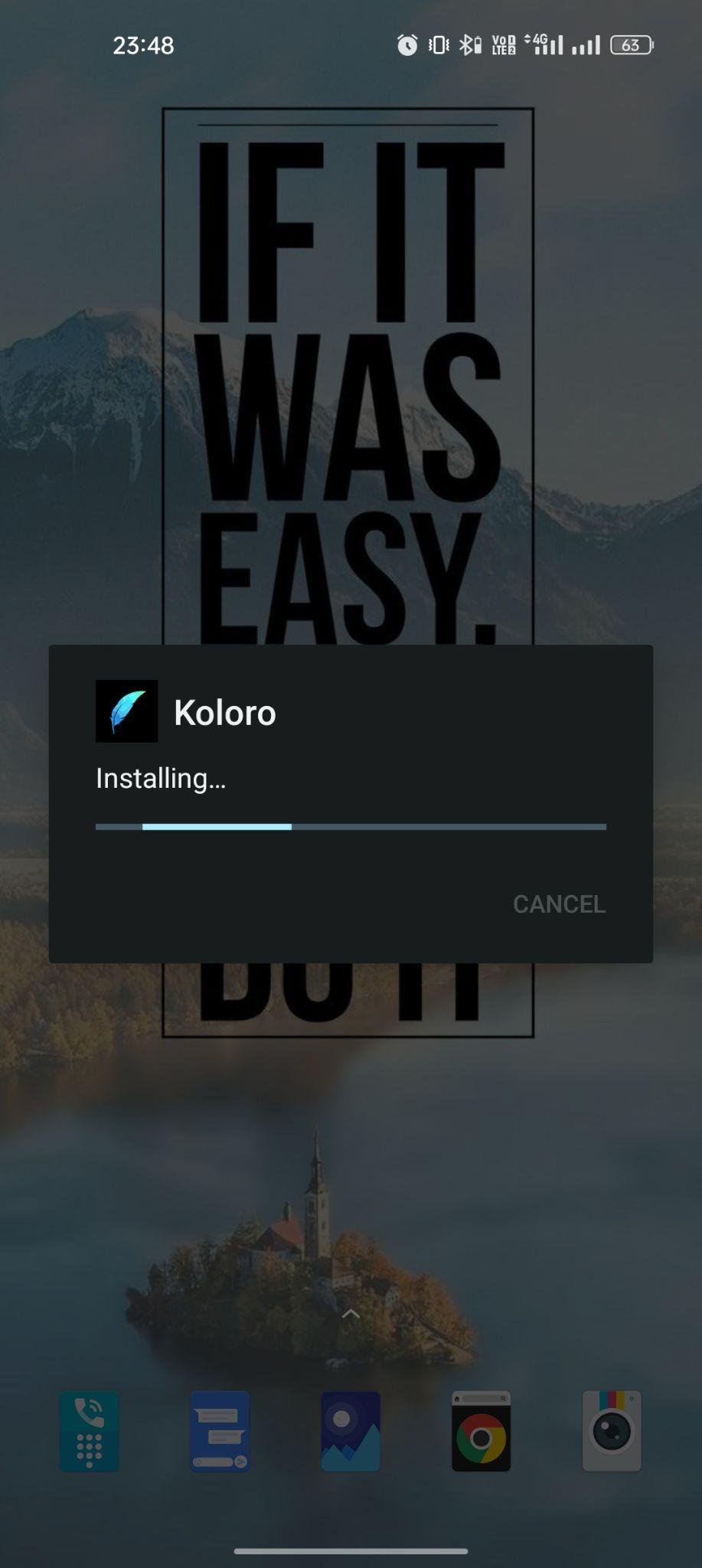 Koloro apk installing