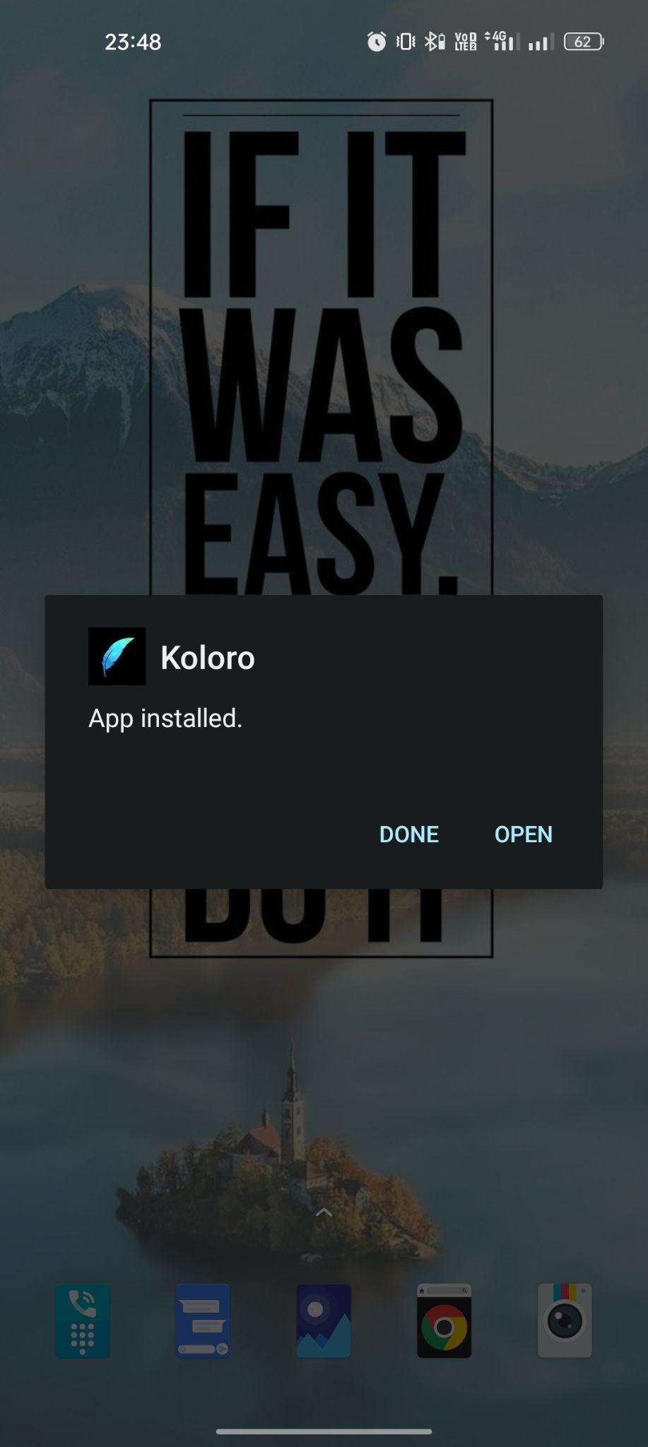 Koloro apk installed