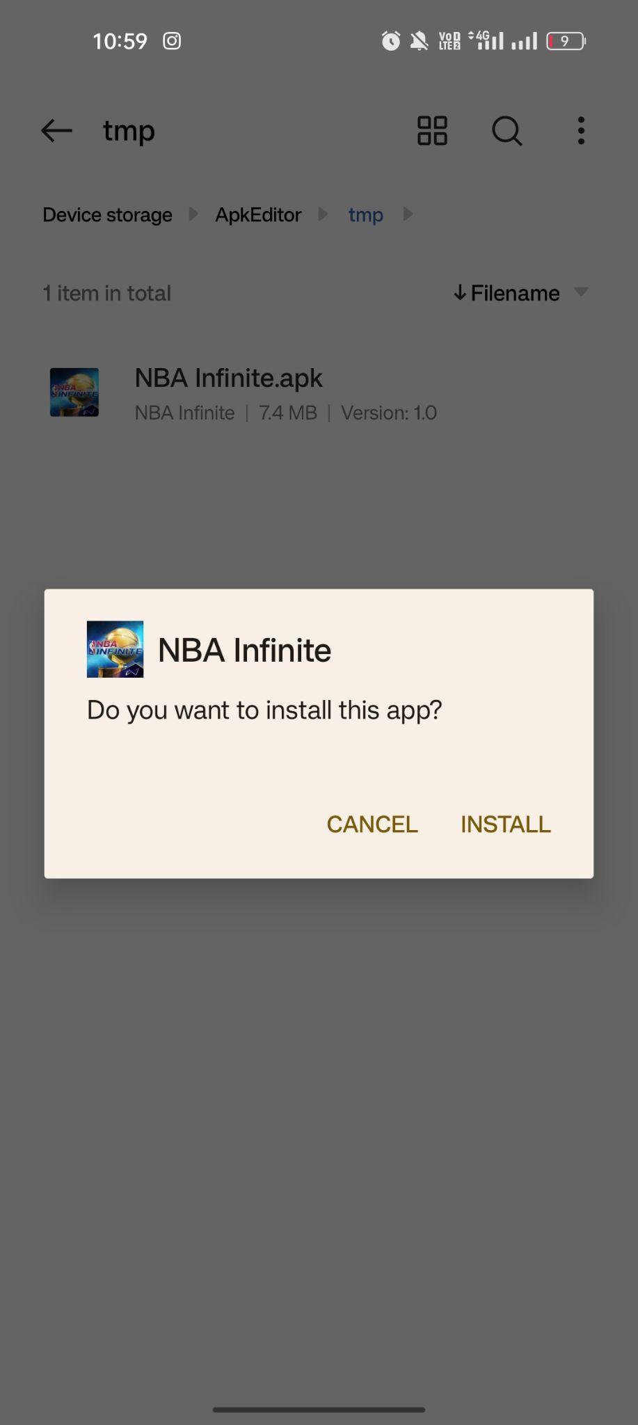 click on install
