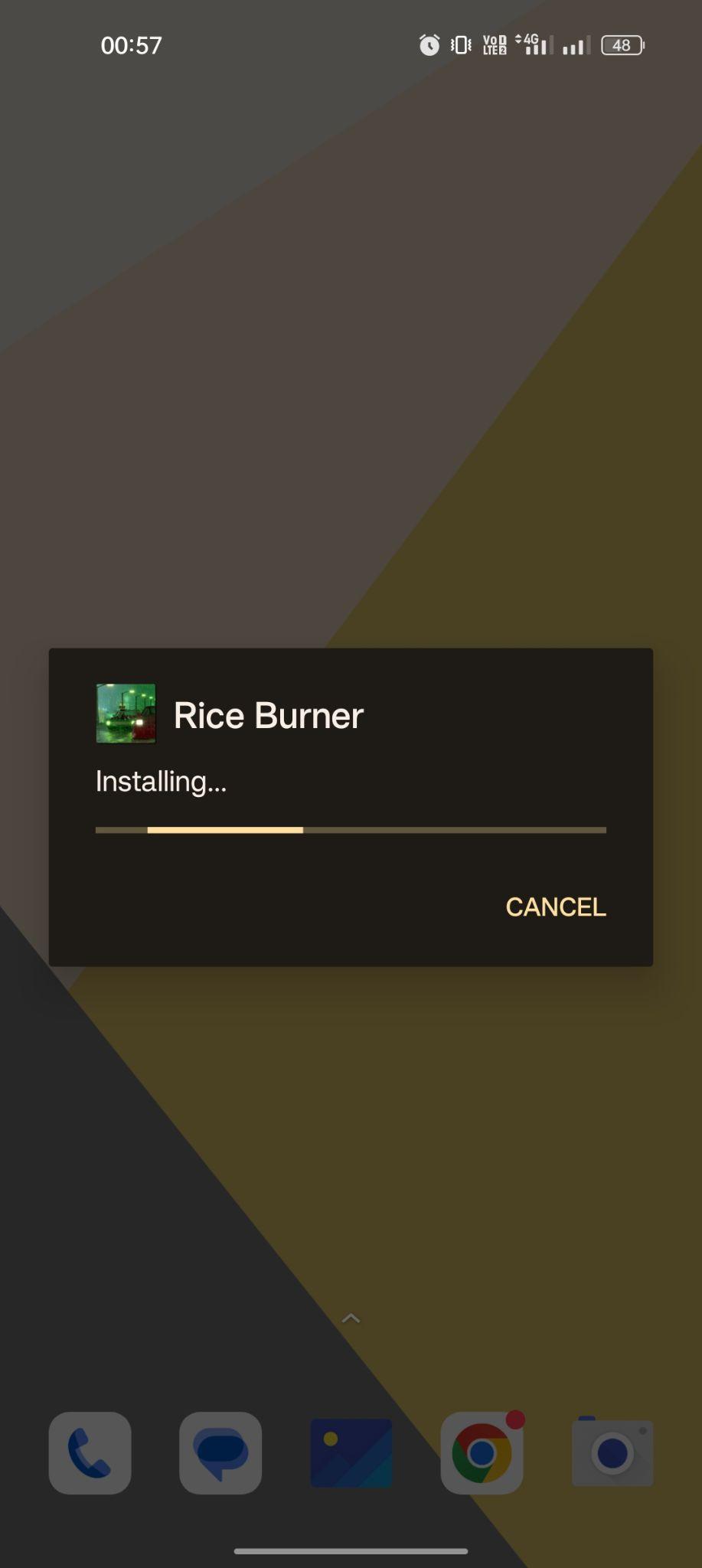 Rice Burner apk installing