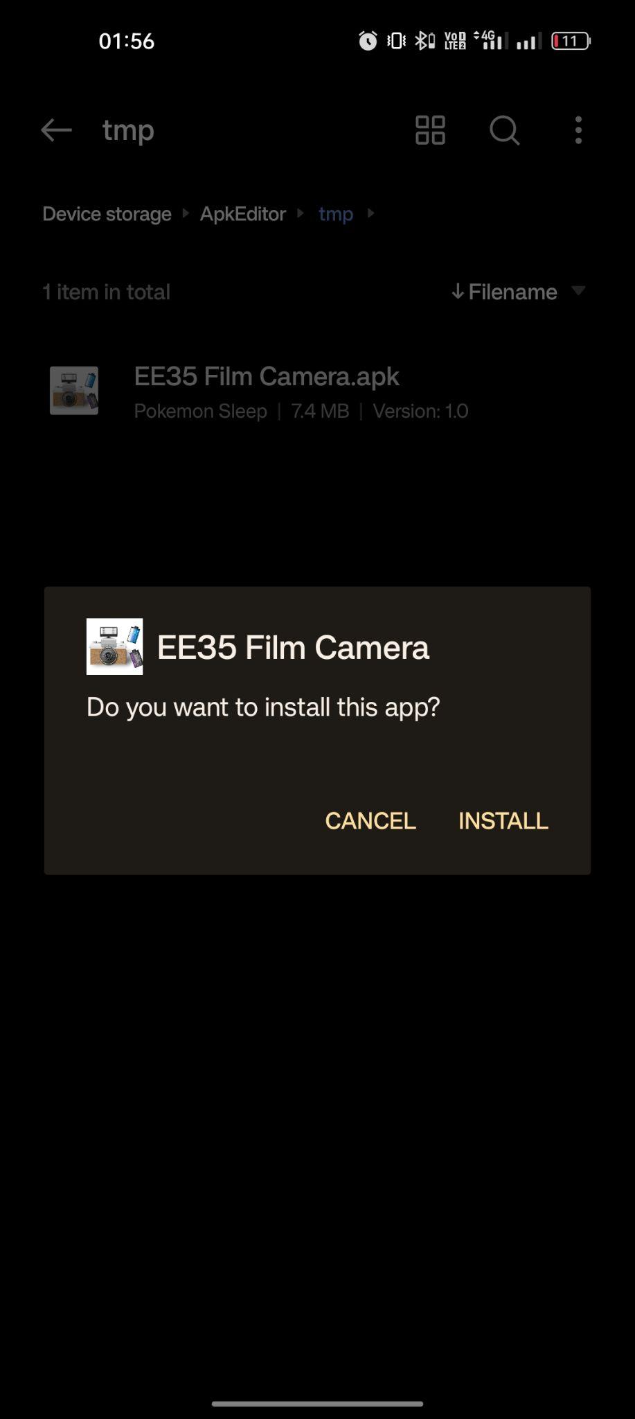 click on install