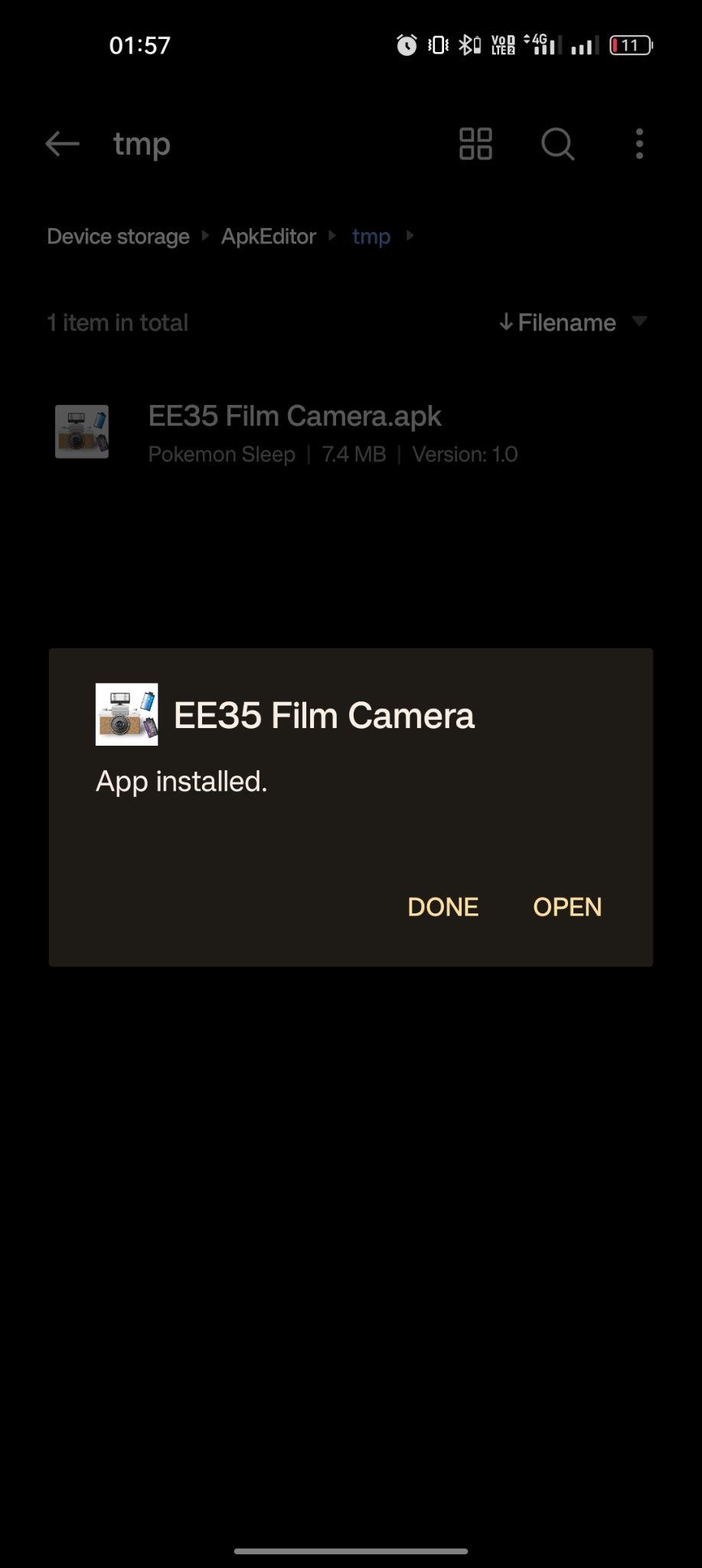 EE35 Film Camera apk installed
