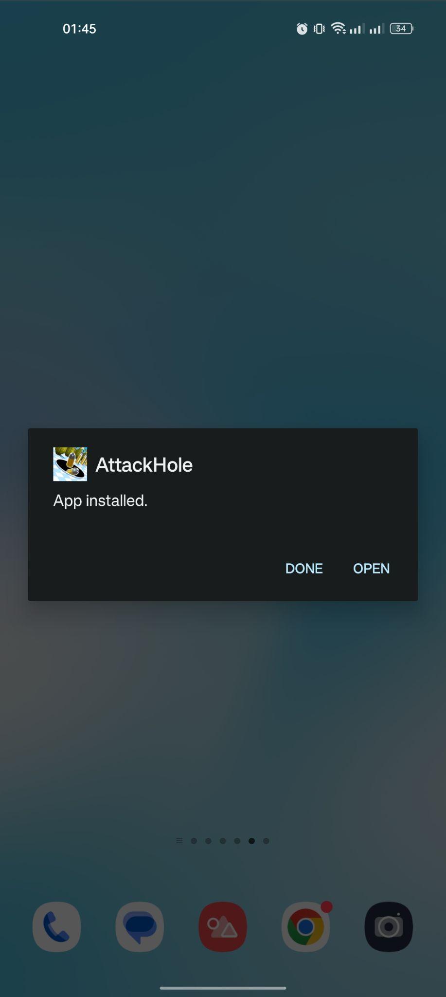 Attack Hole apk installed