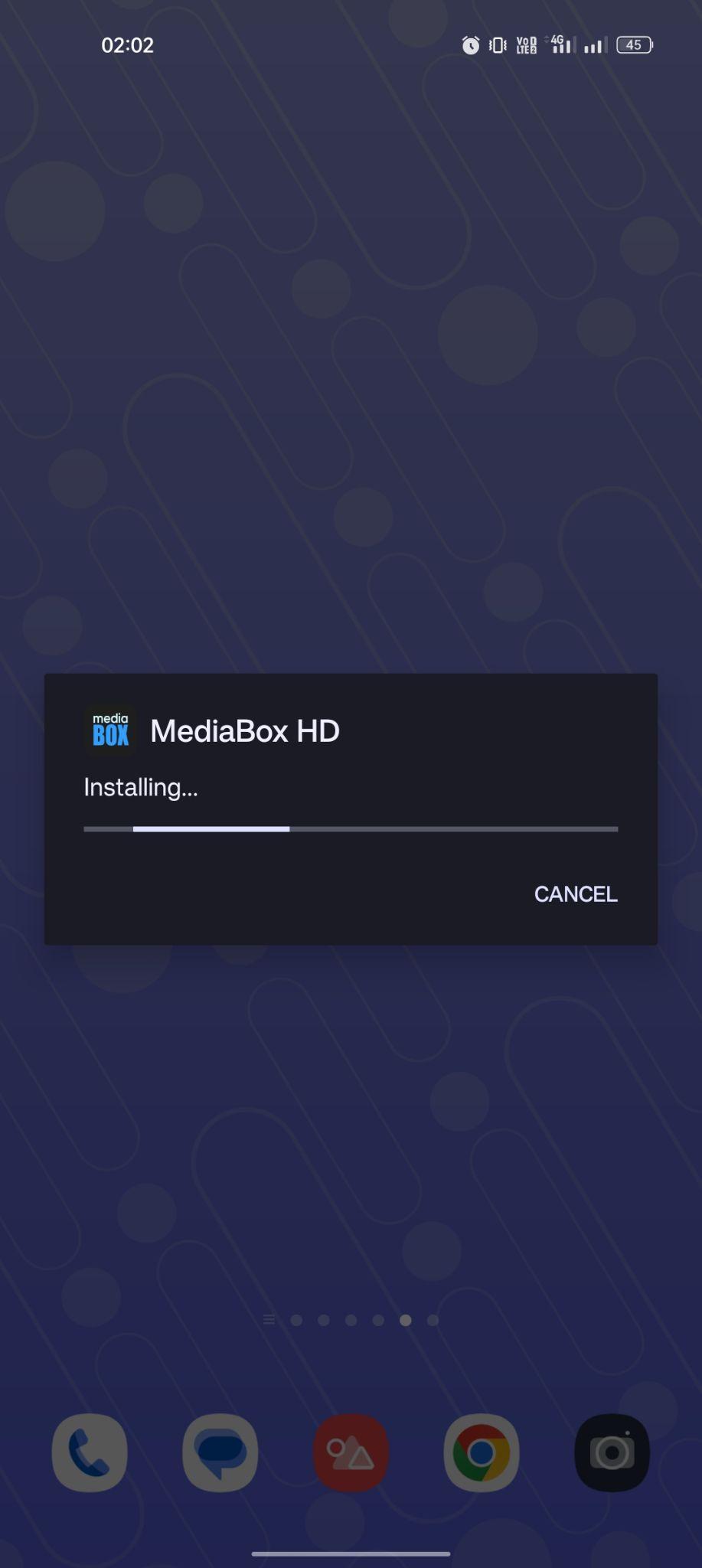 MediaBox HD apk installing