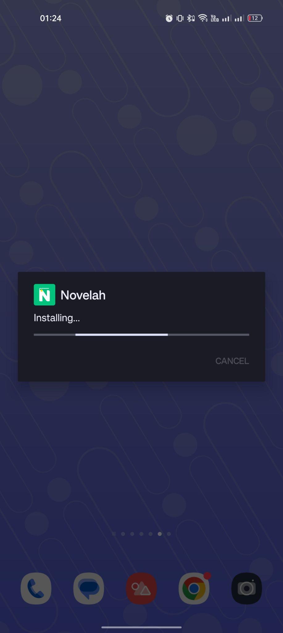 Novelah apk installing