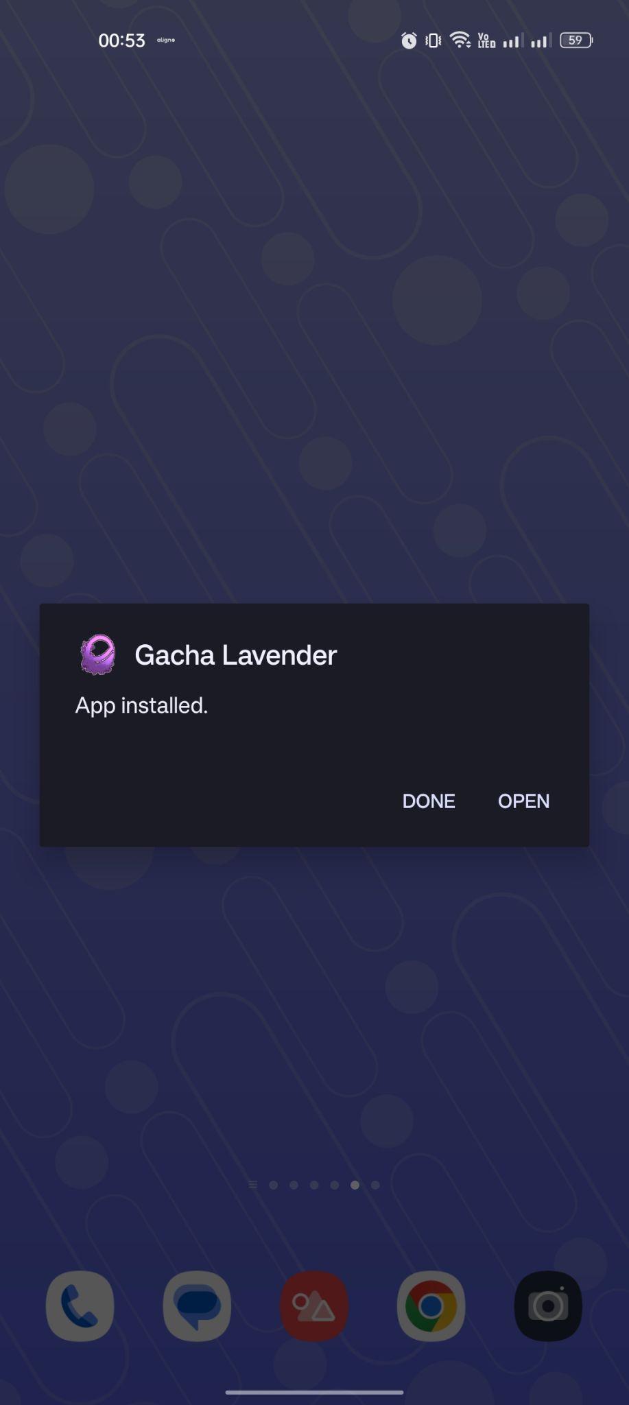 Gacha Lavender apk installed