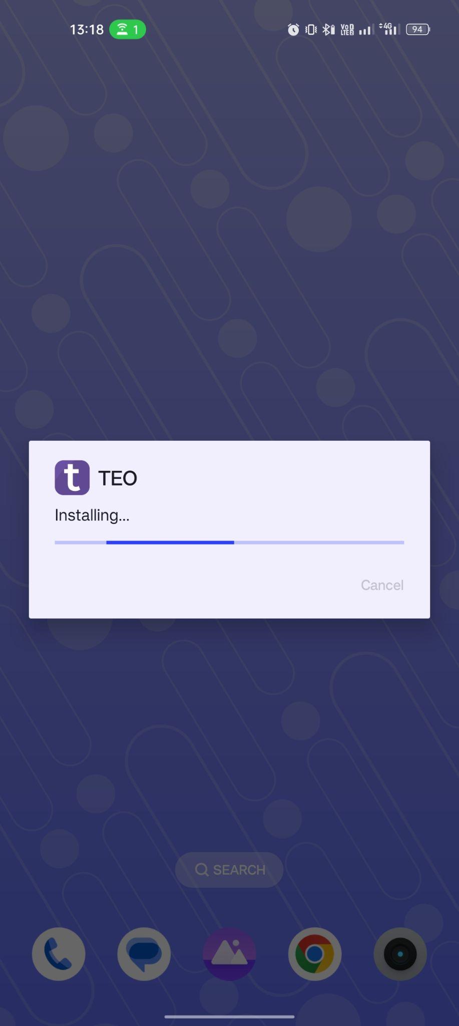 TEO Plus apk installing