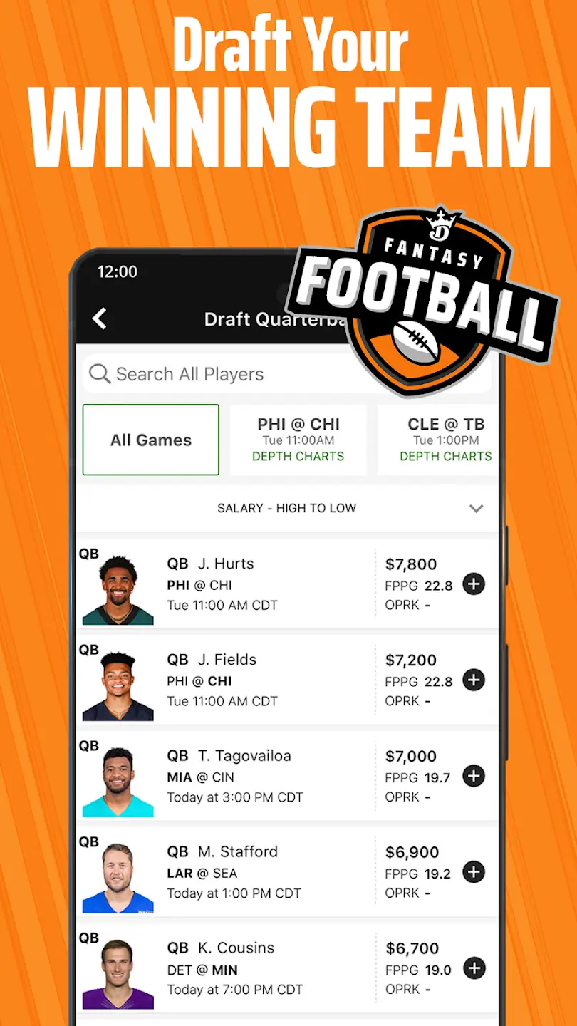 DraftKings screenshot