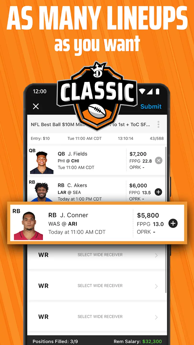DraftKings screenshot