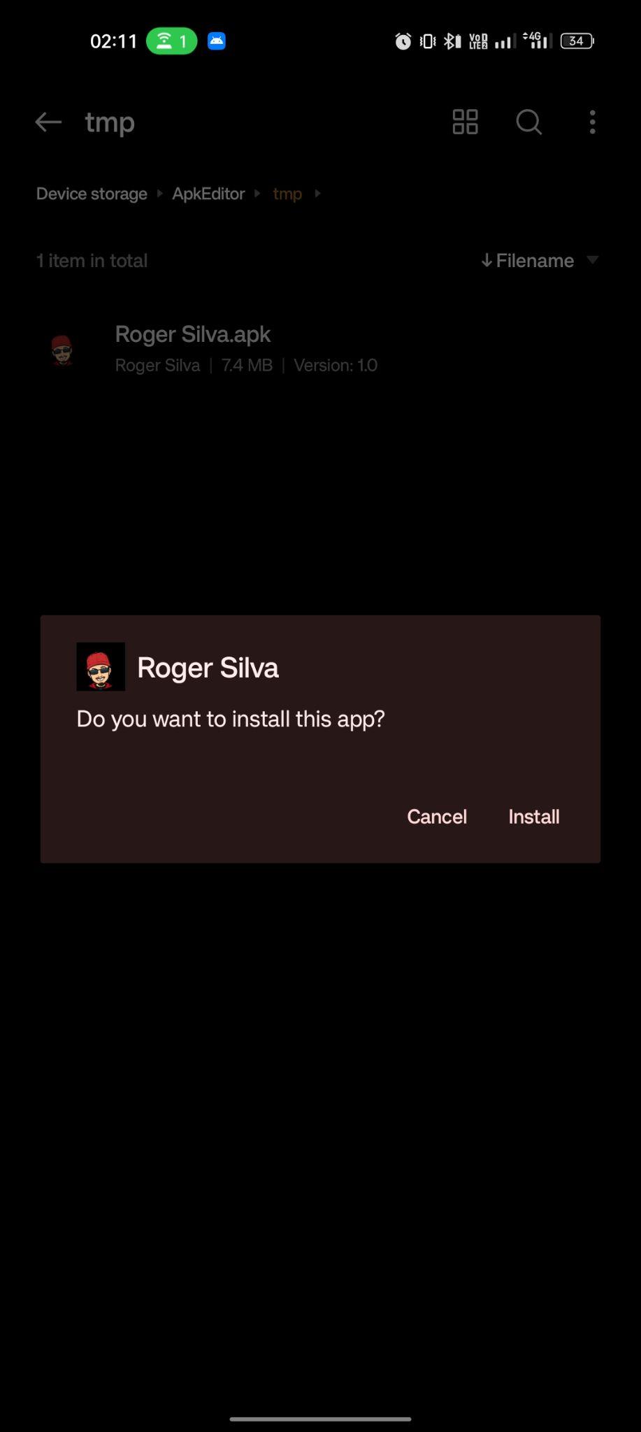 click on install