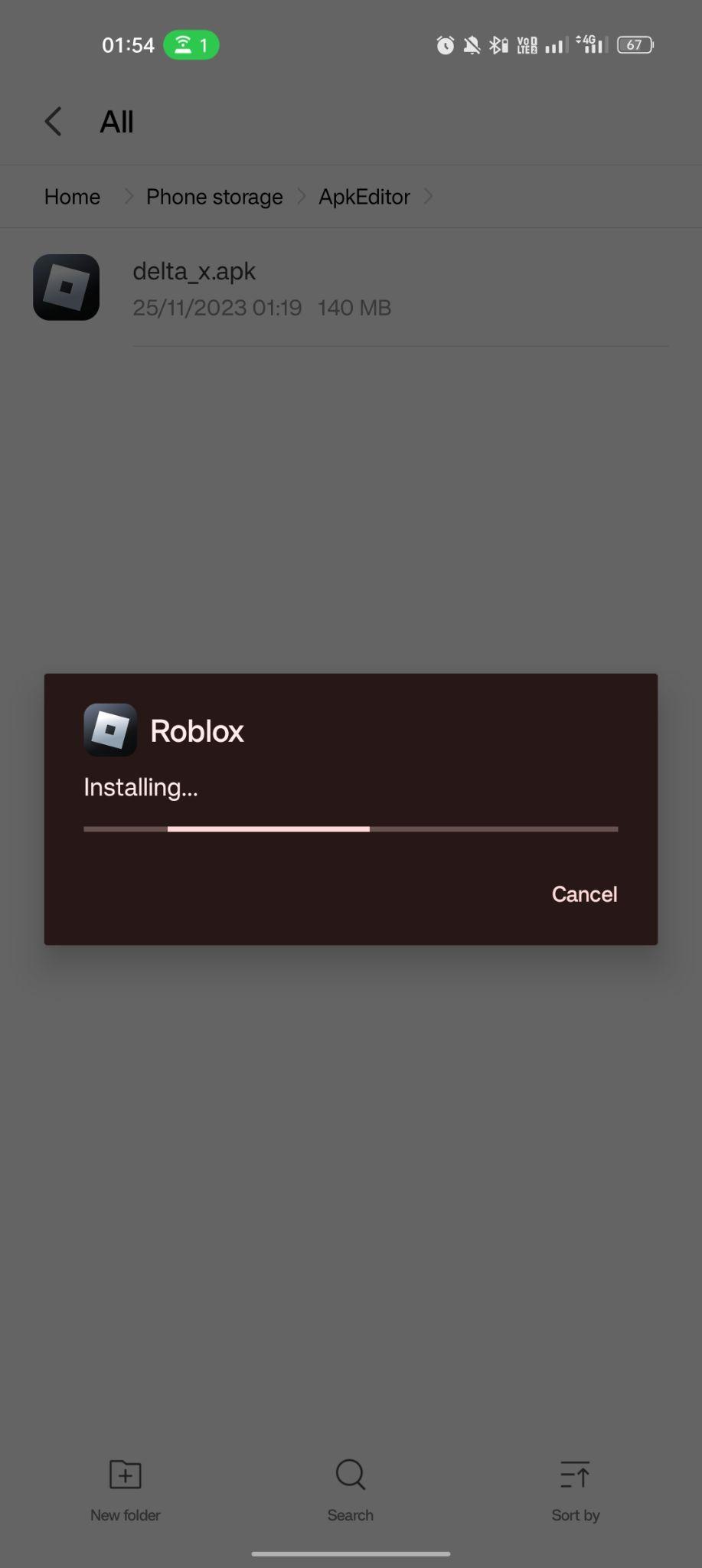 Delta Executor apk installing