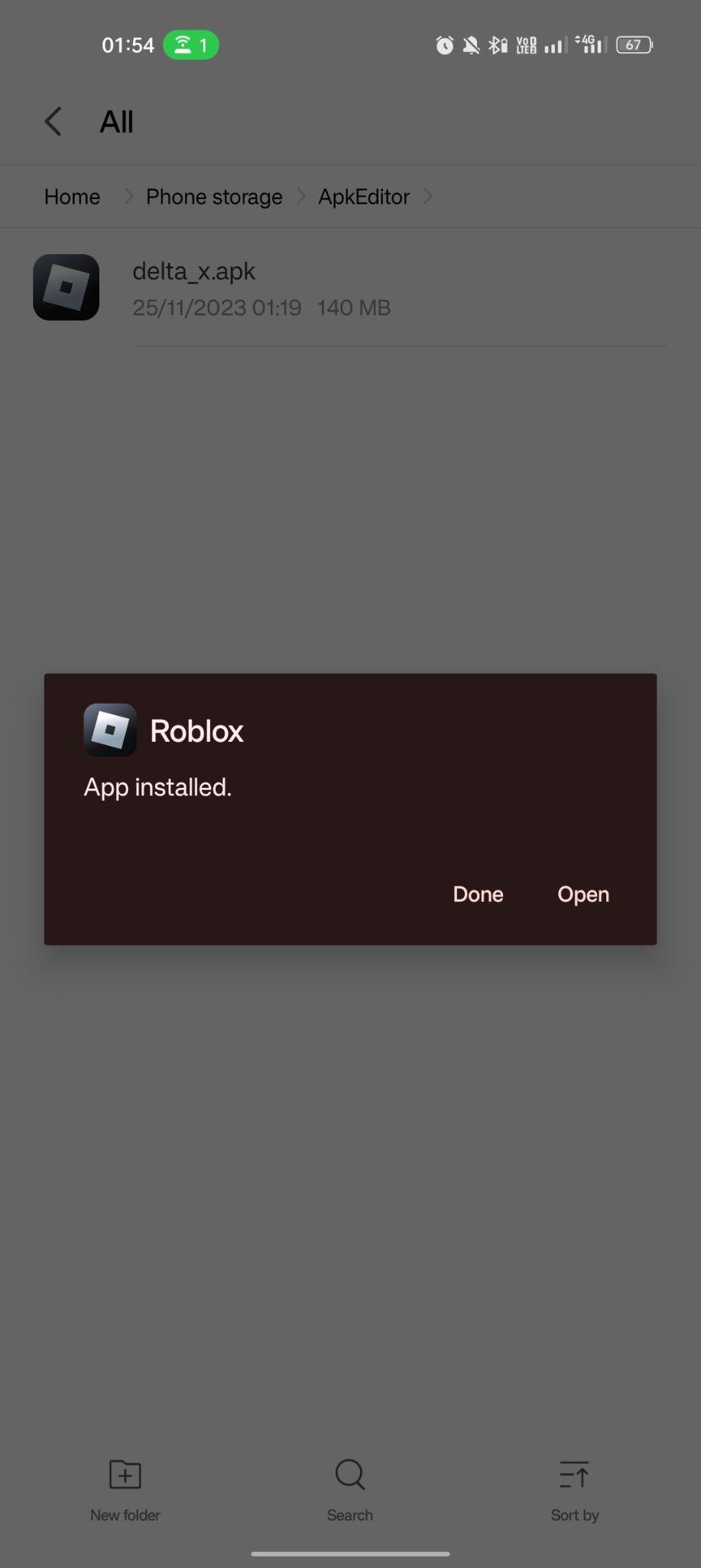 Delta Executor apk installed