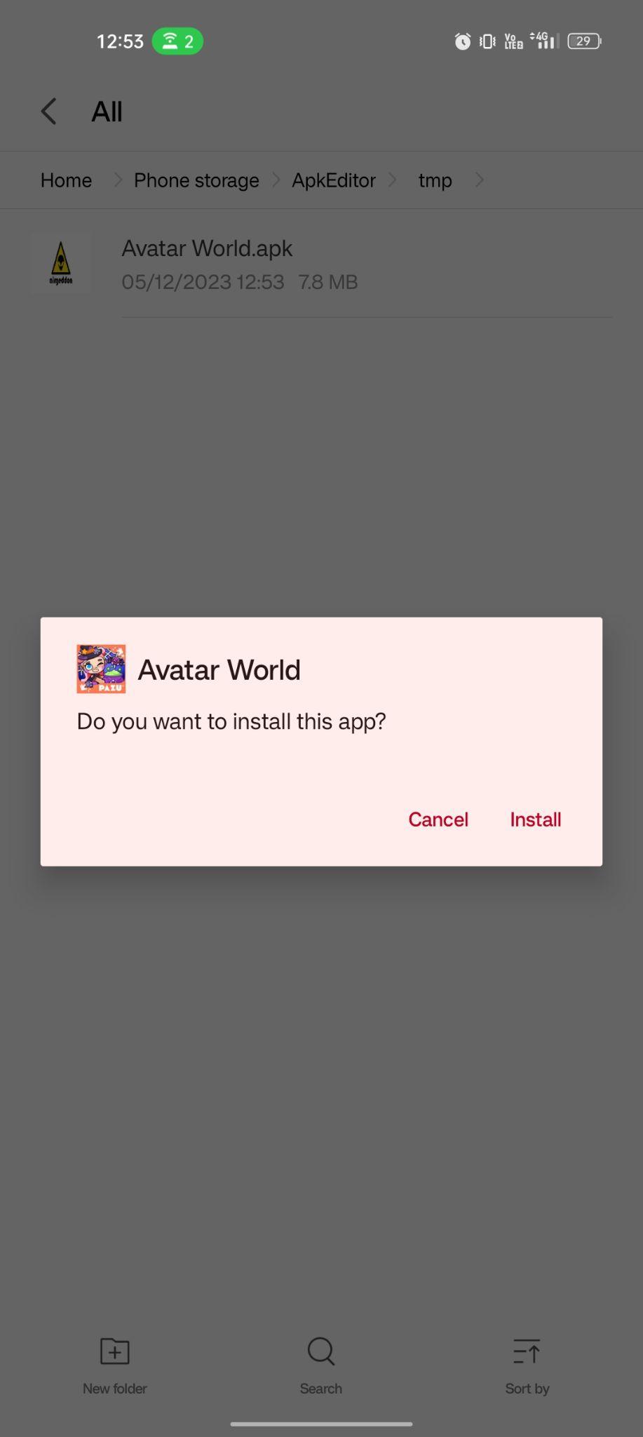 click on install