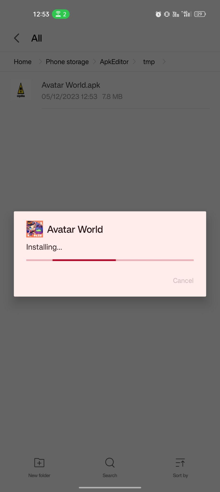 Avatar World apk installing