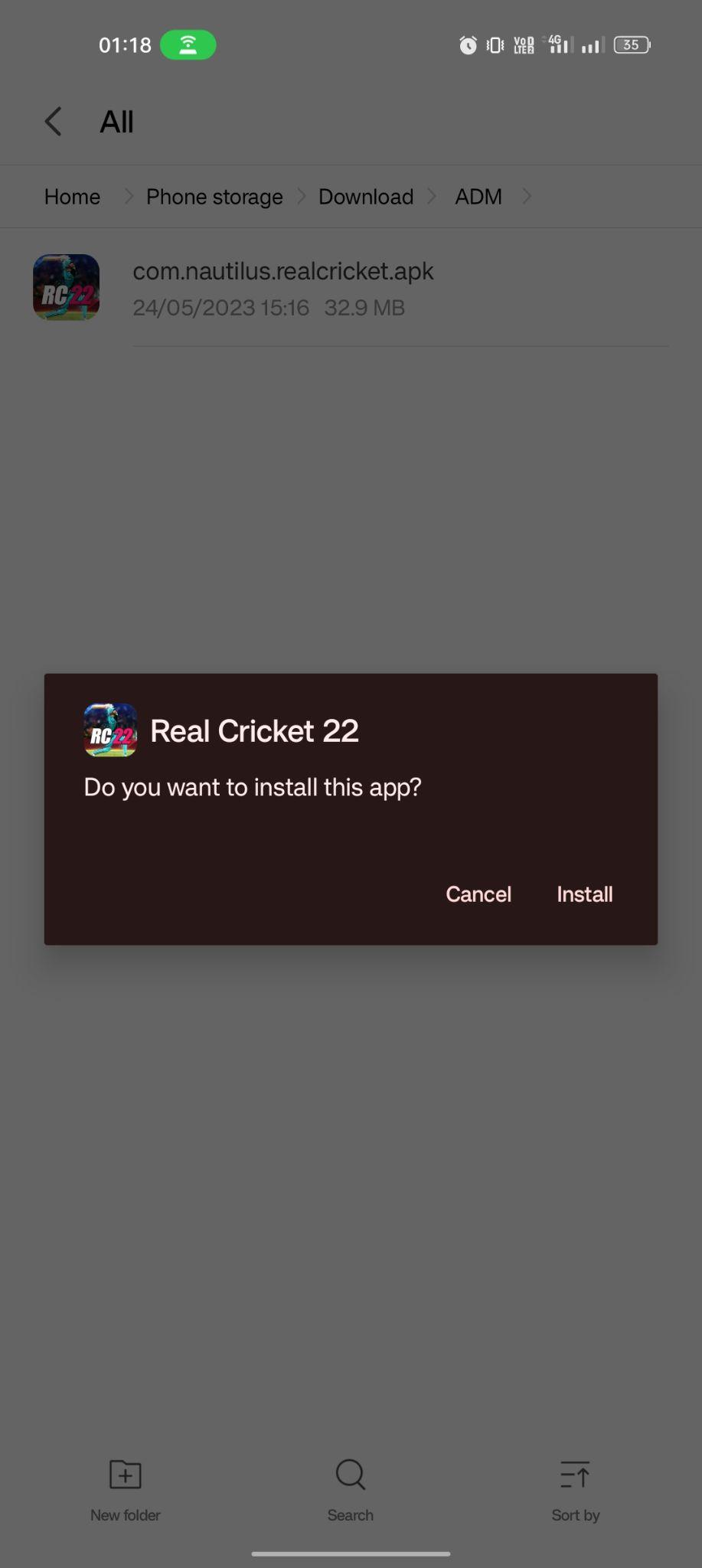 click on install