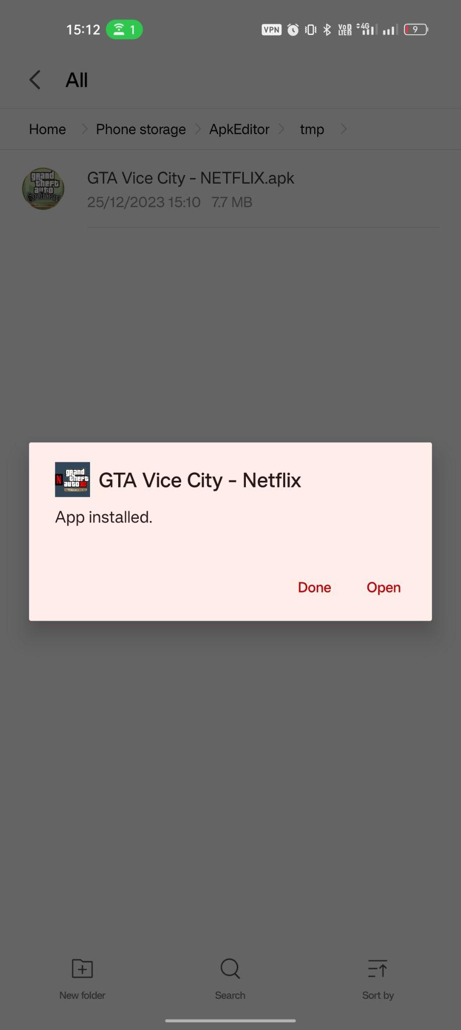 GTA: Vice City - Netflix-apk geïnstalleerd