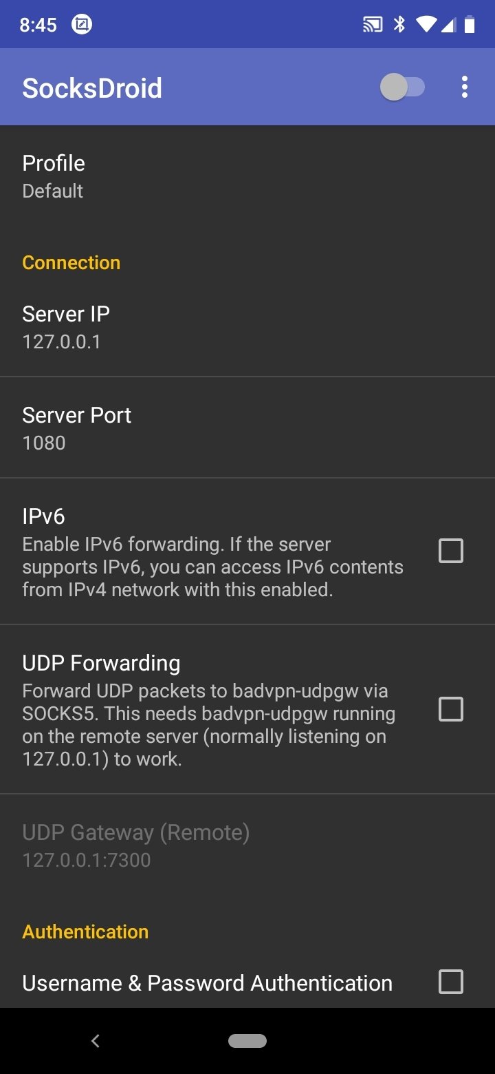 SocksDroid screenshot