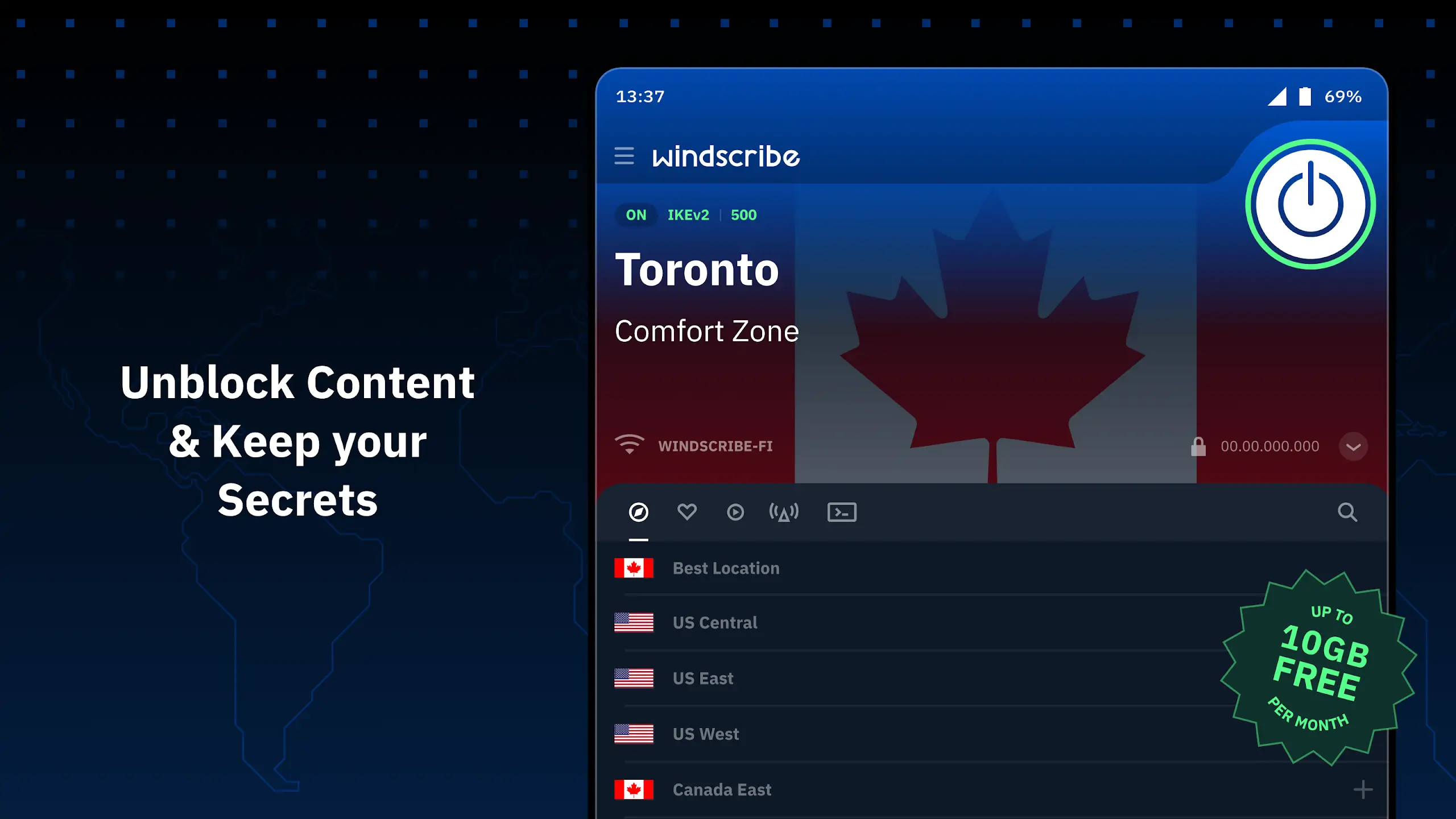 Windscribe screenshot