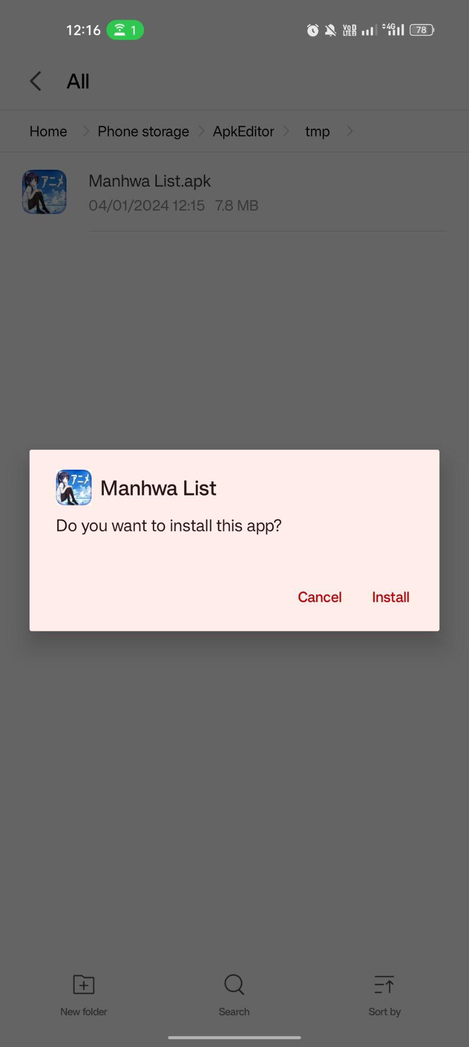 click on install