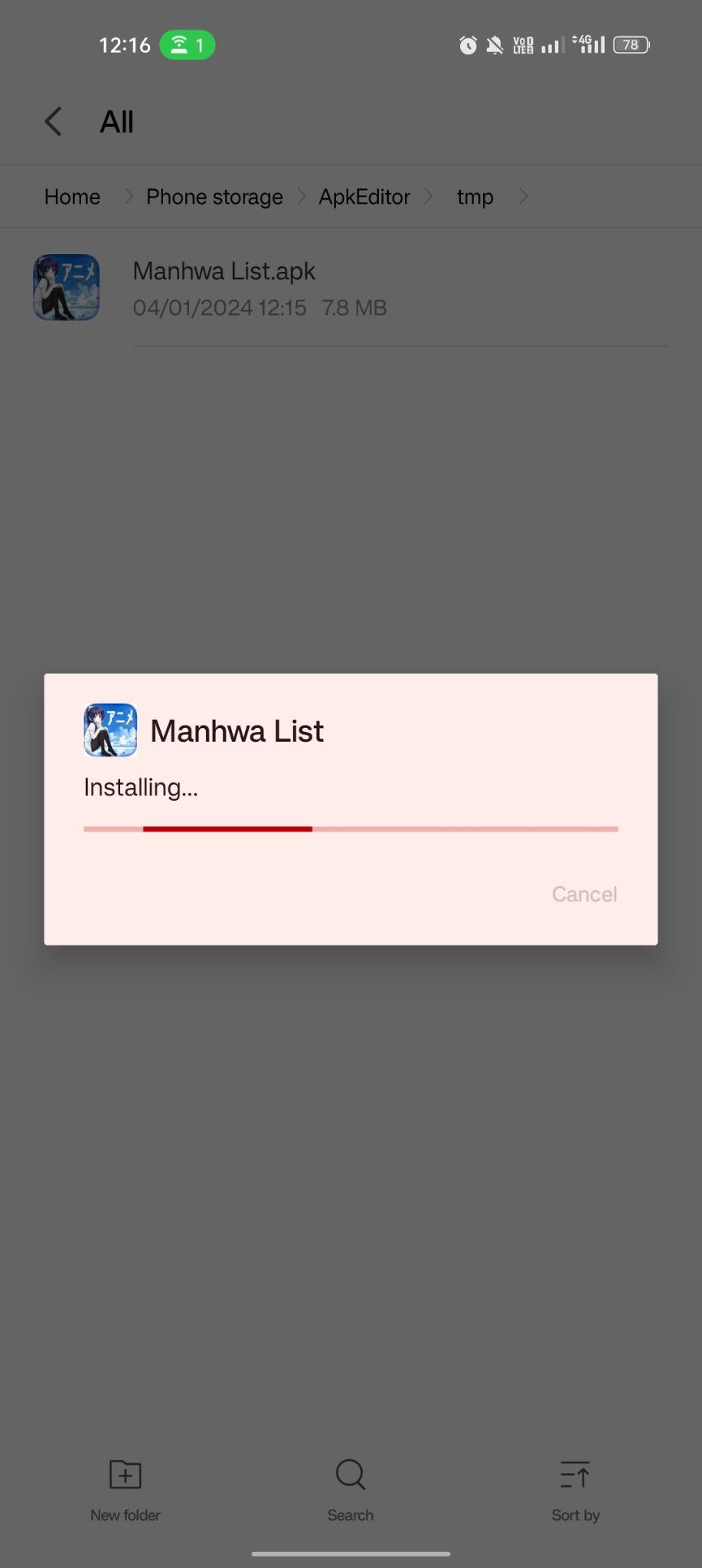 Manhwa List apk installing