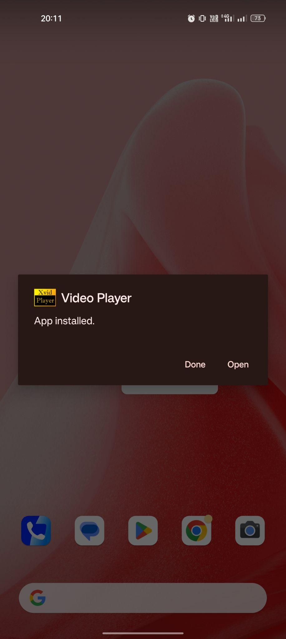 Xvid Video Codec Player apk installed